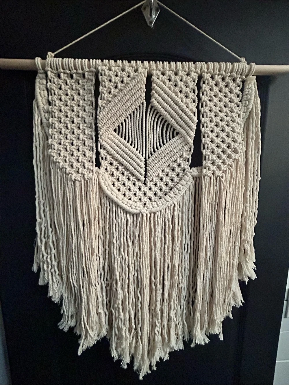 Handwoven Macrame Wall Tapestry - Cream